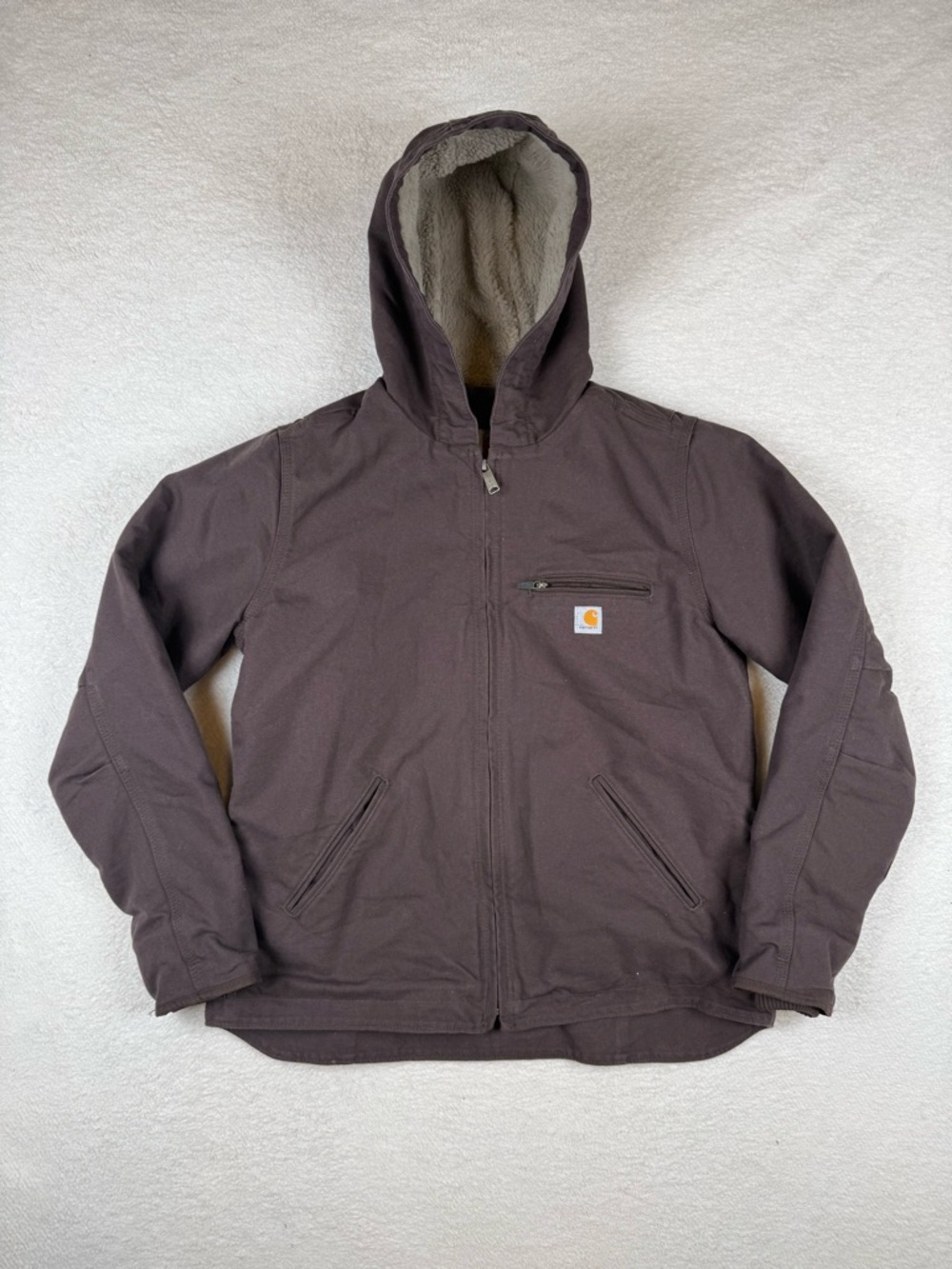 Carhartt Womens Loose Fit Washed Duck Jacket Sherpa Lined Size Medium 104292